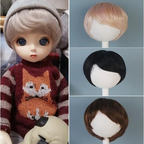 1/6 BJD/SD Doll 16.5-17.5CM Head Circumference Oblique bangs Short Hair High Temperature Fiber Hair Multi-color Doll Wig