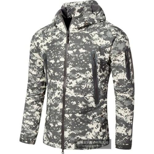 Soft Shell Total Pressure Glue Waterproof Camo Jacket Outdoor Riding Hunting Training Climbing Windproof Warm Tactical Coat