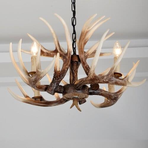American Resin Candle Antler Chandelier Europe Deer Horn Chandeliers Lighting Fixtures,Vintage kitchen chandeliers for bedrooms