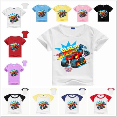 Machine Kids Boys Blazing Speed Cars Cartoon Chothes Children Short Sleeve T-Shirts Baby Boy Girl Tops Tee Blaze and the Monster