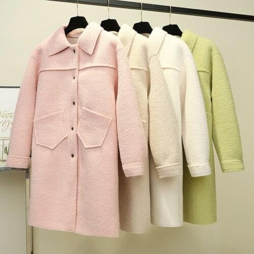 Fashion Sweet Warm Long Winter Coat Women Loose Medium Long Jacket Female Lamb Coat Jacket Women