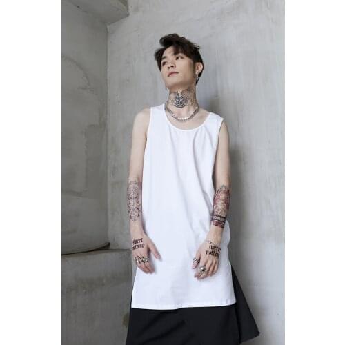 Yamamoto dark wind black white medium length sleeveless T-shirt loose Vest Boys Sweatshirt summer size
