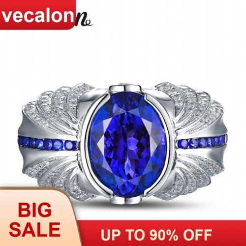 Vecalon Vintage Design Men fashion Jewelry wedding Band ring 5ct stone 5A Zircon cz 925 Sterling Silver Engagement Finger ring