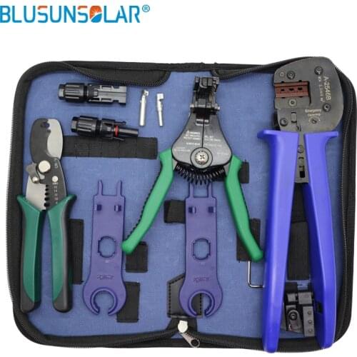 A Set Of High Quality Tightening Tool Box Crimping Pliers Stripping Pliers And Spanners Wrench For pv solar ConnectorsSolar