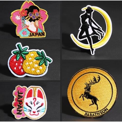 Japanese cartoon pattern patches sweaters coats Ironing on badge beautiful girl cherry blossoms child clothing decorate decals