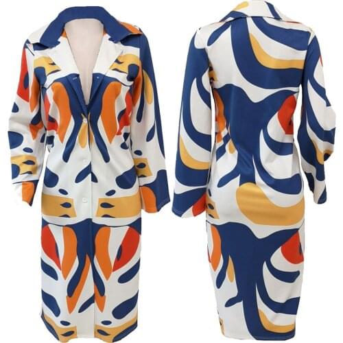 2020 New Dress African Clothes Ladies Dashiki Long Sleeve Plus Size Print Party Dresses for Women Vestidos Robe Africaine Femme