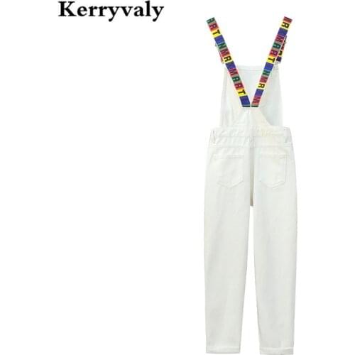 New Gothic White Embroidery Plus Size Denim Jumpsuit for Women Mompers Female Straps Overalls Palysuit Bodysuit K9202