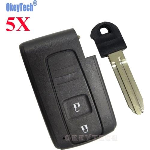 OkeyTech 5PCS/LOT 2 Button Car Remote Key Smart Card Shell for TOYOTA PRIUS COROLLA VERSO Uncut TOY43 Blade Replacement Fob Case