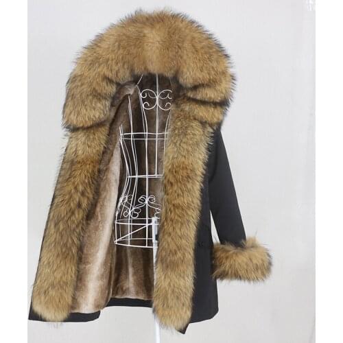 MENNINA BONITA 2021 New Long Waterproof Parka Winter Jacket Women Real Fur Coat Natural Raccoon Fur Hood Streetwear Removable