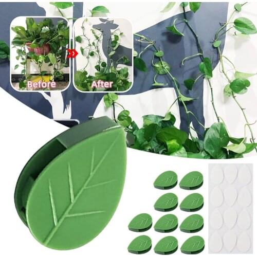 Plastic Plant Clips Leaf Shape Invisible Wall Rattan Clamp Reusable Fixture Vine Fixed Buckle Sticky Hook Supports for Vegetable