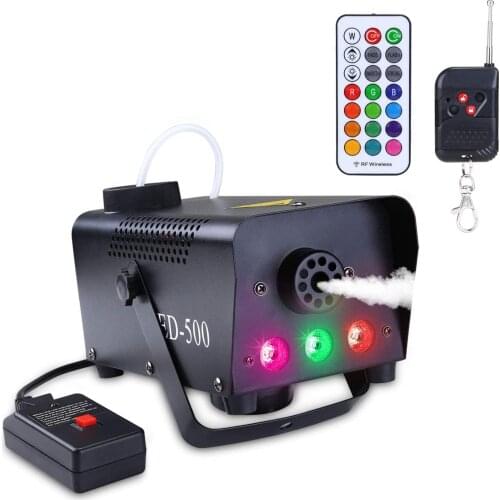 Halloween Portable Smoke Machine,LED Fog Machine 500W with Fog and 13 Colors Lights Effects Wireless Remote Stage Performances