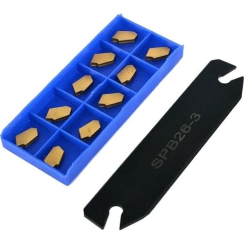 Spb26-3 Parting Grooving Cut-Off Blade Tool Holder 26Mm + 10Pcs Gtn-3 Sp300 Gold Cutter Inserts Turning Tools