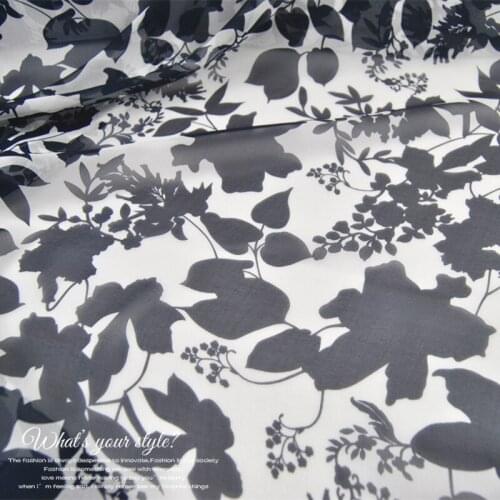 Silk Georgette Chiffon Fabric Dress White Navy Blue Flower Large Wide Skirt Shirt DIY Patchwork Tissue