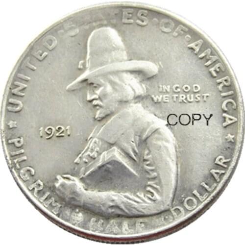 USA 1921-1920 Pilgrim Half Dollar Commemorative Silver Plated Copy Coin