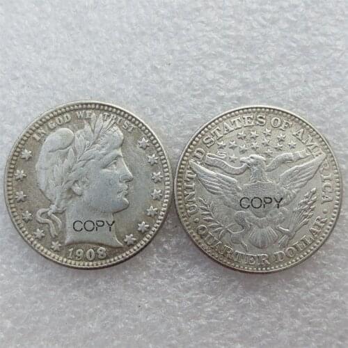 USA Barber Quarter Dollars 1908 1908-D 1908-O 1908-S Different Mint Silver Plated Copy Coin