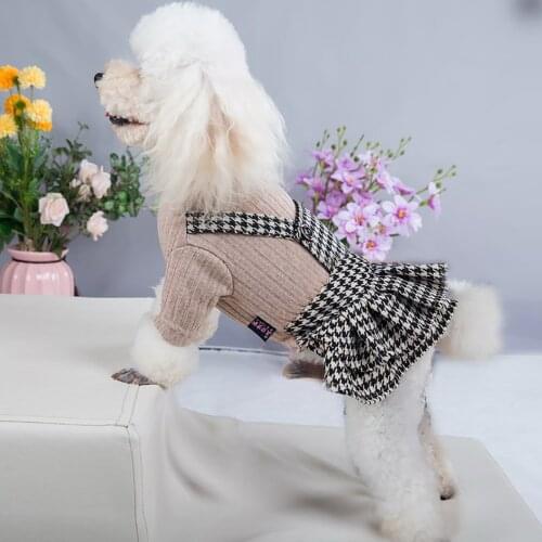 Warm Dog Jumpsuit Sweater Dog Dress Spring Winter Coat Lovely Dress for Small Dog Pet Clothes for Cats Bib Pants Pet Supplies