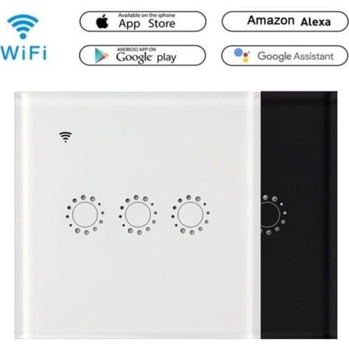 EWelink EU Smart Switch Panel WiFi Smart Switch 3 Gang Wall Light Touch Switch App Remote Controller Work With Alexa Google Home