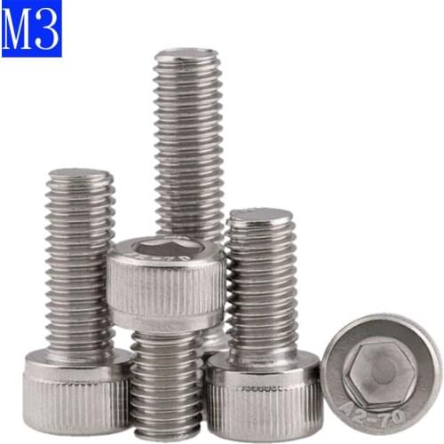 M3 x 0.5 / 3mm 304 Stainless Steel SOCKET HEAD Caps Screws Allen Hex Socket Cap Head DIN 912 A2 / 70