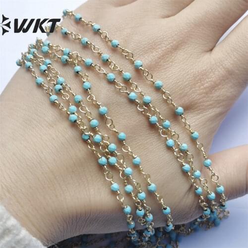 WT-RBC019 Smooth Howlite Rosary chain Handmade Chain Howlite Stone bead Wire Wrapped Rosary Beads Round Beads Aati Chain