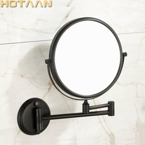 Oil rubbed bronze 8" Double Side Bathroom Folding Brass Shave Makeup Mirror Wall Mounted Extend with Arm Round 3x Magnifying
