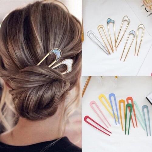 Women Hairclip Japan Hair Sticks Colorful U Shape Hairpins Girls Hair Accessories Headwear Hairstyle Tools Fashion Jewelry