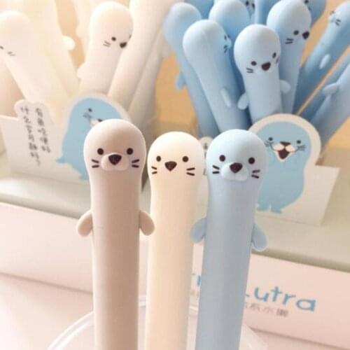 1Pcs Cute Cartoon Otter Sea lion Silicone Gel Pens Kawaii Stationery Material Office School Supplies Kids Gifts Dropshipping