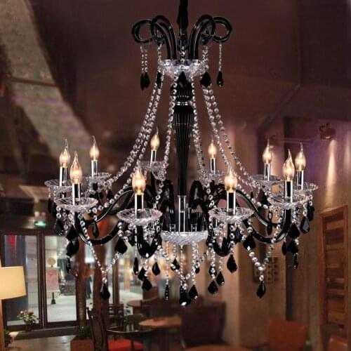 10 pcs antique Black chandelier crystal light for bar cafe light shopping mall Kitchen led pendant crystal lamp Led candelabro