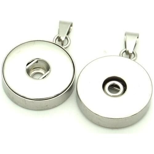 316L Stainless Steel Snap Button Pendant Fit 18mm Snaps Buttons Charm DIY Interchangeable Necklace Jewelry for Women Men