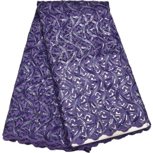 5yards/pc) high grade shining African party lace fabric handcut organza lace fabric with sequins purple for gorgeous dress OP63