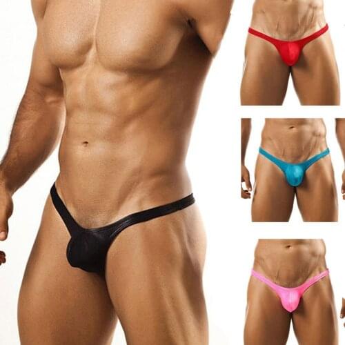 Seamless Solid Thong Men T-back Thin Low-Waisted Underpants Sexy Comfortable Breathable Underwear Tanga Hombre Man Sexy Thong