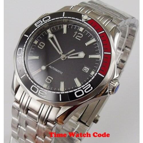 Bliger 41mm Automatic Men‘s Wristwatch Black sterile Dial no-logo Date window sapphire glass ceramic bezel luminous hands watch