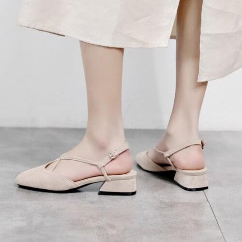 Big Size 11 12 high heels sandals women shoes woman summer ladies Cross strap with thick heel for Baotou sandals