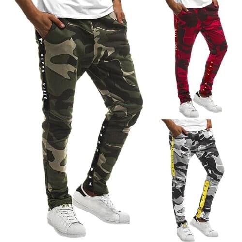 Mens Fashion Casual High Waist Cargo Slim Hip Hop Camouflage Printed Drawstring Sports Jogging Pants Trousers Sweatpants#g3