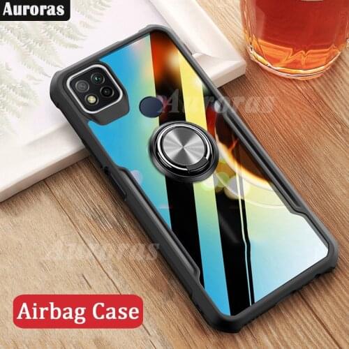 Auroras For Redmi 9C Case Anti-fall Airbag Case Shockproof Clear With Ring Soft Frame Cover For Xiaomi Redmi 9C 9 9T Case