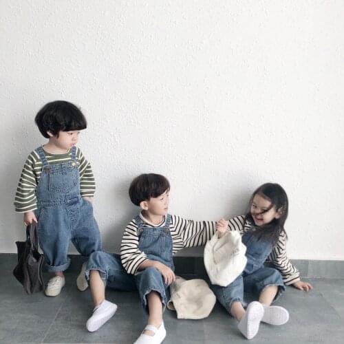 Childrens Denim Overalls 2020 Spring New Baby Boys and Girls Suspender Jeans Kids Cowboy Overalls Girls Strap Pants Jeans 2-7Y