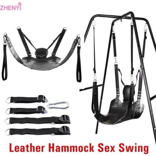 For Couples!Two Laryers Sex Swing Leather Sling Hanmmock Pillow Chair Furuitures Living Room Bed Adult Games BDSM Bondage Toys