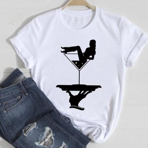 T-shirt Basic Print Cute Women T-shirts Short Sleeve Tee Shirt Harajuku Graphic Tops Female O Neck Clothes Ladies T Shirt White