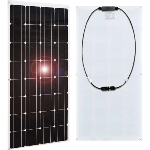 Flexible Solar Panel 12V with a Rear Mounted Junction Box Monocrystalline High Efficiency Battery Charger for Car Vans Camper RV