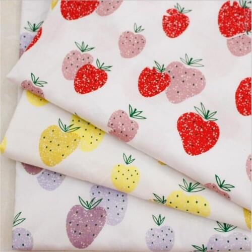 Strawberry fruit printed cotton fabric for womens home wear sunscreen clothing DIY sewing material by the meter