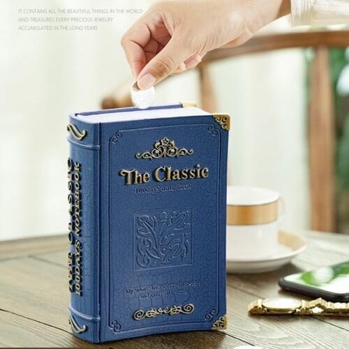 Book Piggy Bank Vintage Resin Money Box Can Storage Coins Storage Box For Christmas Gifts 저금통Money Bank As Home Decoration