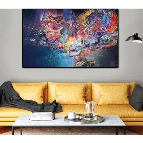 Creative Abstract Art Skull Canvas Painting Posters and Print Modern Wall Prints Pictures for Modern Living Room Home Decoration