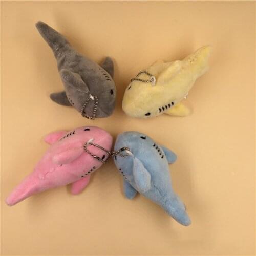 Lovely cute 12cm plush simulation Shark Backpack decoration stuffed soft Favorite Keychain colourful Pendant gift for lover kid