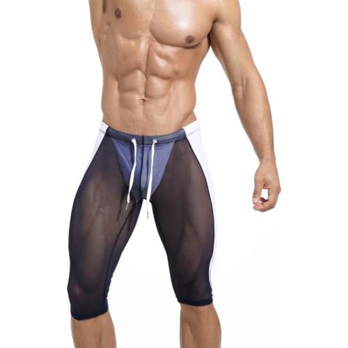 Mens Beach Summer Compression Shorts Mesh Transparent Short Leggings Joggers Quick-drying Skinny Fitness Riding Shorts Men