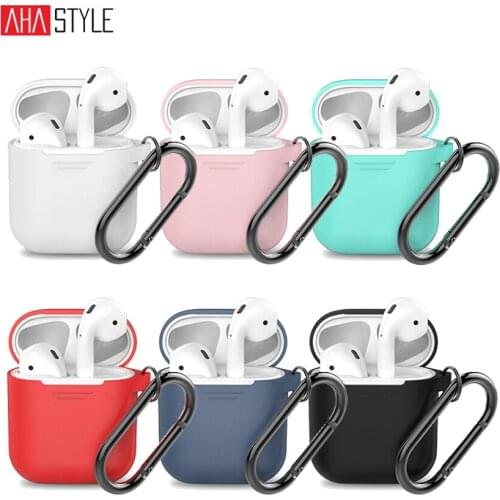 Soft Silicone Case for Apple Airpods Shock Proof Protector Cover Pouch for Airpods True Wireless Earphone Accessories with Hook