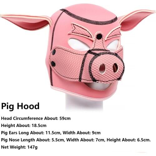 2021 New Unisex Party Play Pink Pig Hood Mask Soft Padded Neoprene Sex Headgear Slave Full Head Bondage Pet RolePlay Sex Toys