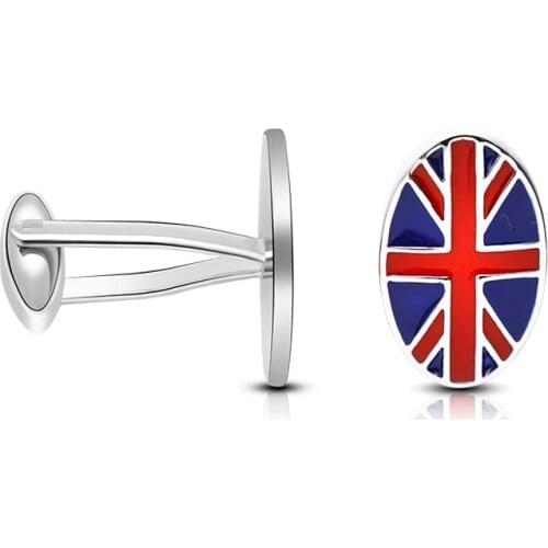 New National Flag Cufflinks for Men Oval Blue Cufflinks Mens Fashion Shirt Cufflinks Buttons Woman Patriot Jewelry Gift