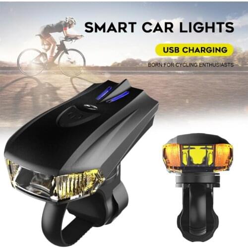 New Bicycle Light Warning Lamp Smart Sensing Vibration USB Rechargeable Night Riding Fixed Gear Mountain Bike Headlight