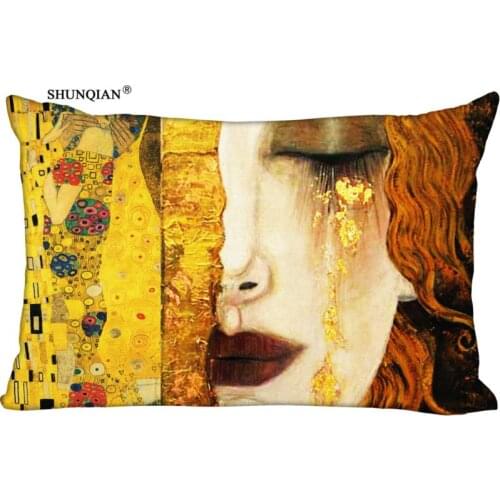 Custom Gustav Klimt Pillowcase Home Living room cushion pillowcase Rectangular Silk Pillowcase Two Sides Printing