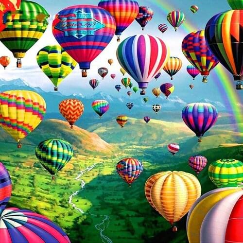 JMINE Div 5D Landscape hot air balloon Mountain Full Diamond Painting cross stitch kits art Scenic 3D paint by diamonds
