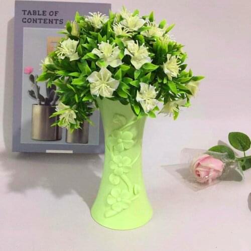 Plastic Embossment Vase Flower Arrangement Pot Container Home Office Table Decor Flower Vase Decor Home Vase Imitation Ceramic